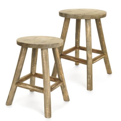 🌿 Lot de 2 Tabourets en Bois - Nuvole di Stoffa