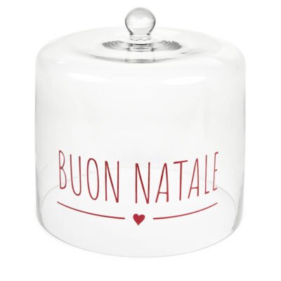 Nuvole di Stoffa Cloche en verre recouvrant panettone "BUON NATALE"