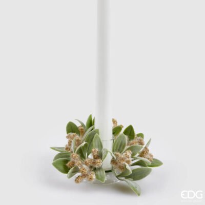 EDG porte-bougie couronne de baies et de feuilles 11 cm