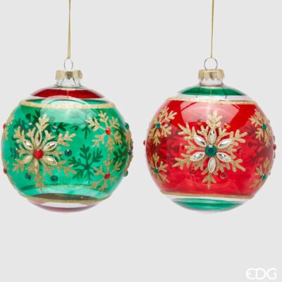 EDG Sfera natalizia in vetro Fiocco di Neve 12 cm - 2 colori 🎄