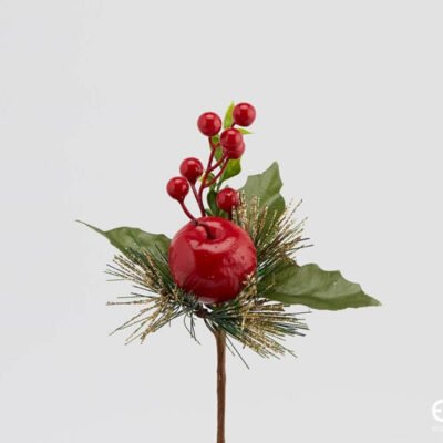 Branche décorative de Noël avec baies et pomme EDG