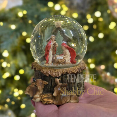 Boule de Niege Sainte Famille EDG h 13 cm